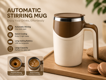 Solvix Vortex Cup™ | Magnetic Self-Stirring Mug