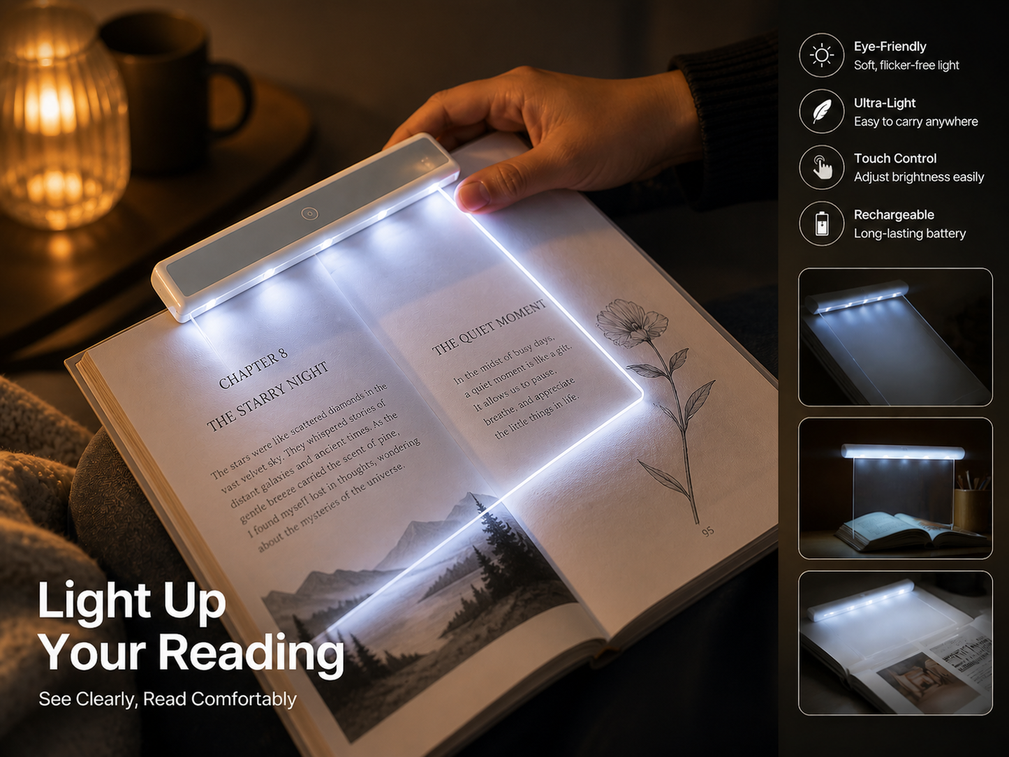 Solvix PageGlow™ | Minimalist Night Reading Panel