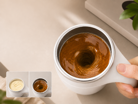 Solvix Vortex Cup™ | Magnetic Self-Stirring Mug